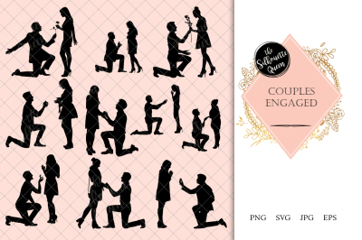 Couples Engaged Silhouette Vector