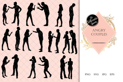 Angry Couples Silhouette Vector