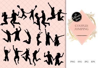 Couples Jumping Silhouette Vector