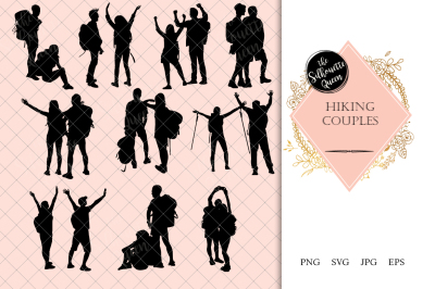 Hiking Couples Silhouette Vector