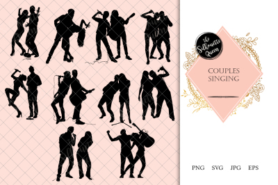 Couples Singing Silhouette Vector