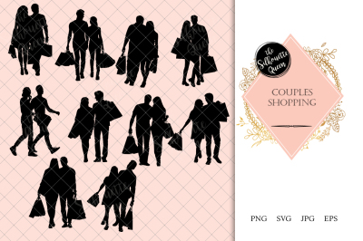 Couples Shopping Silhouette Vector