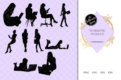 Working Woman Silhouette Vector