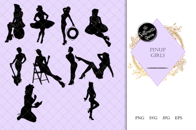 Pinup Girls Silhouette Vector