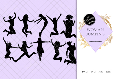 Woman Jumping  Silhouette Vector