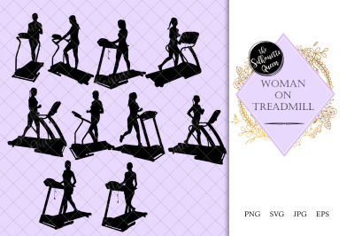 Woman on Treadmill Silhouette Vector