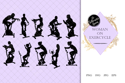 Woman on Exercycle Silhouette Vector