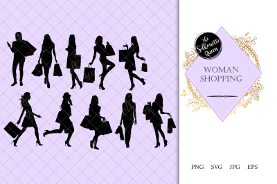 Woman Shopping Silhouette Vector