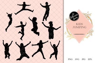 Kids Jumping Silhouette Vector