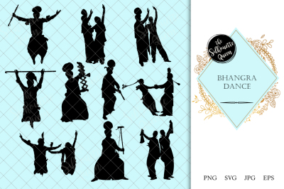 Bhangra Dance Silhouette Vector