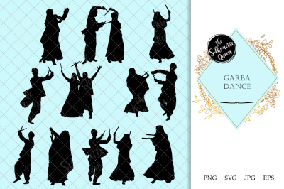 Garba Dance Silhouette Vector