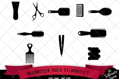 Hairdresser Tools Silhouette Vector