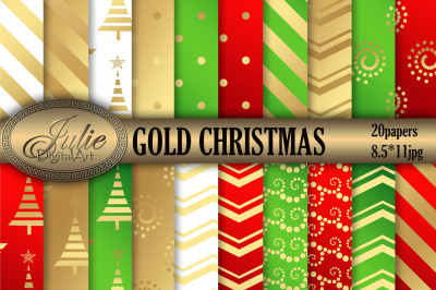 Gold Christmas background 8 5 x 11 Metallic digital paper 