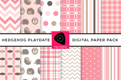 Hedgehog Play Date | Digital Paper Pack