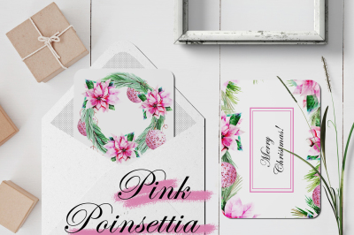 Pink Poinsettia Christmas Set