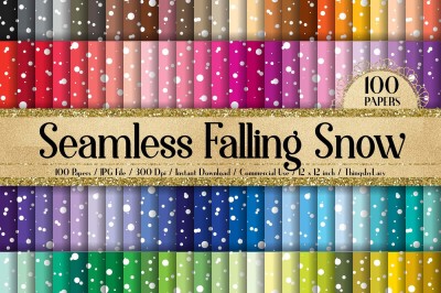 100 Seamless Falling Christmas White Snow Digital Papers