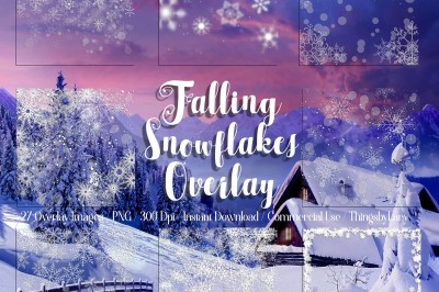 27 Falling Snowflakes Overlay Digital Images PNG Transparent