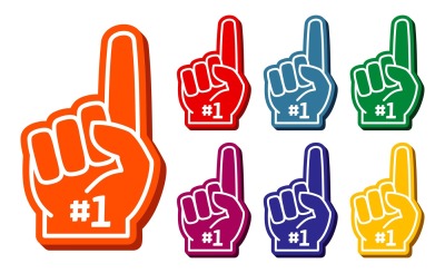 Colorful foam fingers vector set