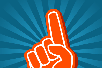 Bright orange foam hand vector illustration