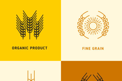 Harvesting vector logos with wheat grains