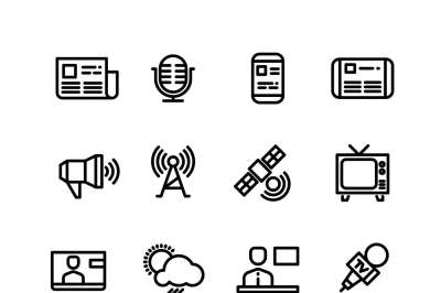 News, newspaper, speech technology, media vector icons