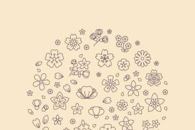 Blossom flower thin line icons in circle design. trendy vector logo