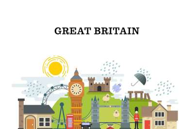 Great britain and london vector traveling concept