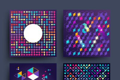 Vintage minimalistic simple vector backgrounds with geometry shapes fo