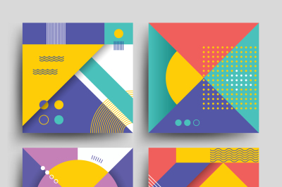 Retro patterns with abstract simple geometric shapes vector design for