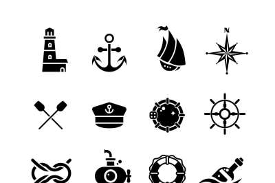 Marine, sea, nautical, pirate, maritime vector retro icons