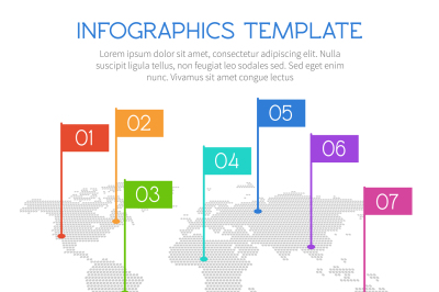 World map of round dots with charts and diagrams. vector infographics 