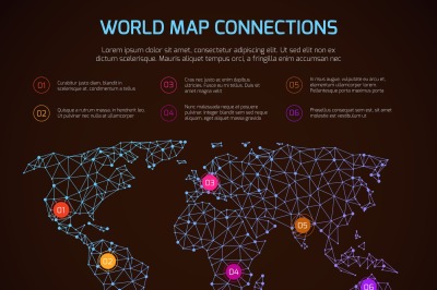 Vector world polygonal map communication infographic template with leg