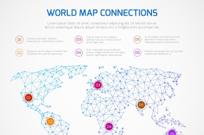 World map vector infographics template with internet connections