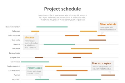 Project plan schedule chart with timeline, gantt progress vector graph