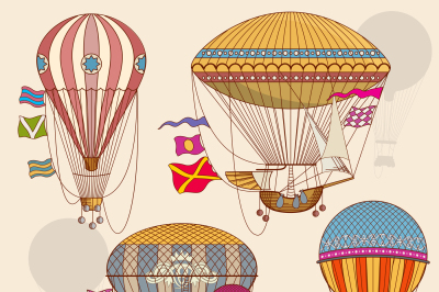 Vintage air balloon vector set