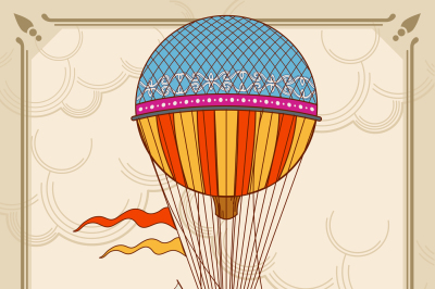 Air hot balloons in sky vector background