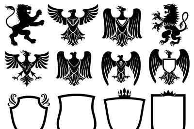 Family coat of arms vector elements for heraldic royal emblems