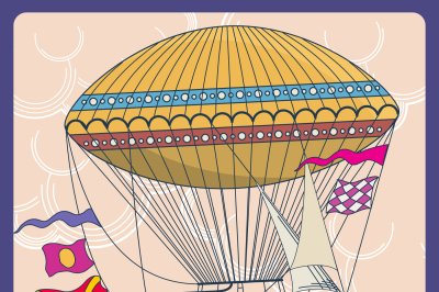 Hot air balloon cartoon vector illustration