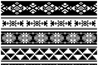 African and mexican aztec american tribal vector borders, frame patter