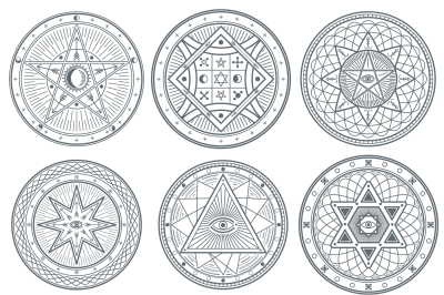 Occult, mystic, spiritual, esoteric vector symbols