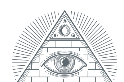 Mystical occult sign with freemasonry eye symbol vector illustration