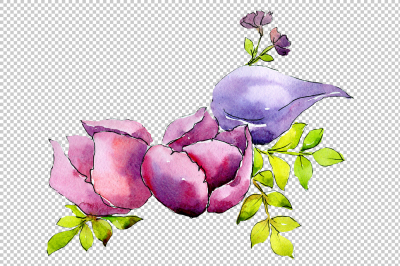 Flower composition PNG watercolor set &nbsp;