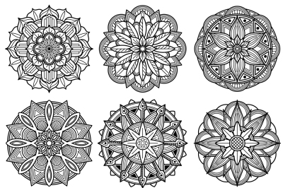 Indian meditation mandala patterns vector set