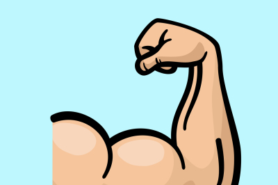 Muscle arms, strong bicep vector icon