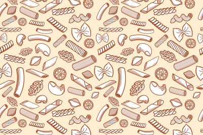 Hand drawn italian cuisine pasta vector seamless pattern