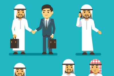 Arabian businessman characters at work in office vector saudi people s