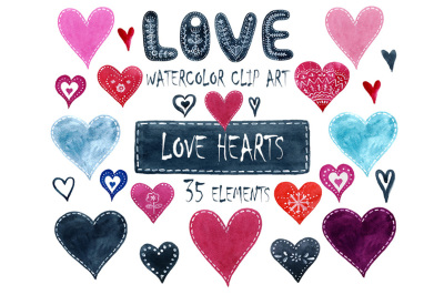 Love hearts. Clip art.