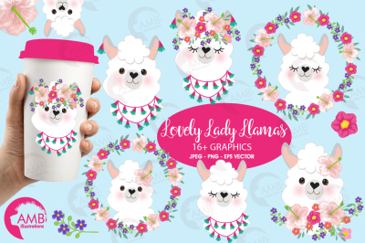 Lovely Lady llamas clipart AMB-2102