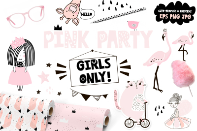 PINK party. GIRLS ONLY!graphic set