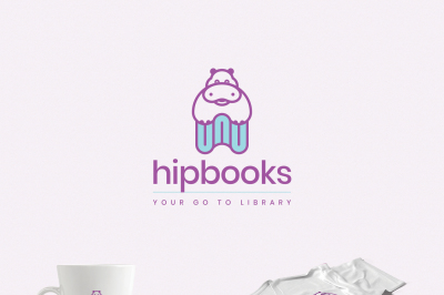 A Hippo on Books Logo Template